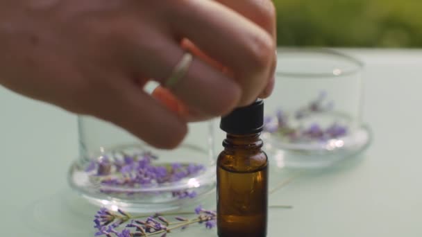 라벤더 꽃과 필수적 인 기름 — 비디오