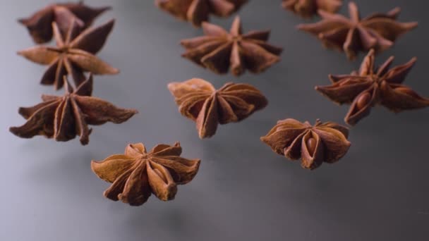 灰色桌子上的星形茴香 — 图库视频影像