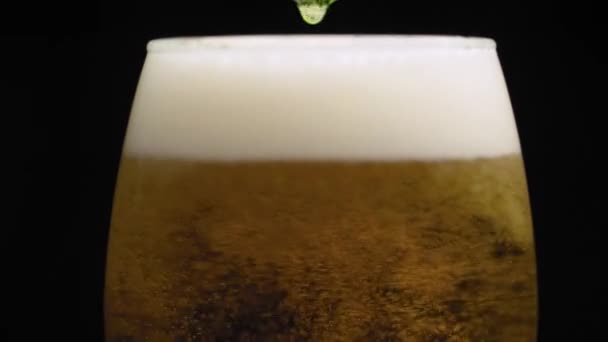Glas fyldning med gylden øl – Stock-video