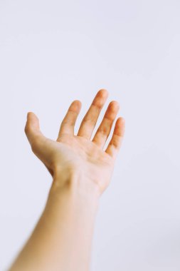 Beyaz arka planda açık kadın avucu