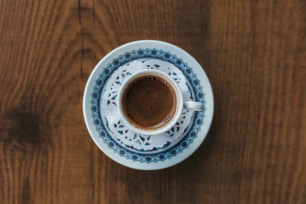 Turkish Coffee Authentic Drink Espresso Table Top View — Stock Photo, Image
