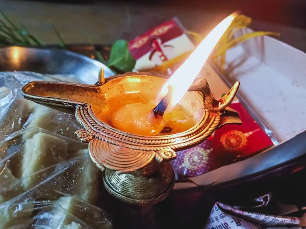 Нафтова Лампа Світиться Індійському Фестивалі — стокове фото