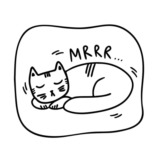 Ronroneo durmiendo gato aislado en un blanco fondo . — Vector de stock