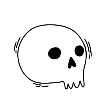 Beyaz arkaplanda izole edilmiş Doodle tarzı bir kafatası. 