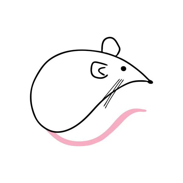 A white rat with a pink Doodle tail. — Stock Vector