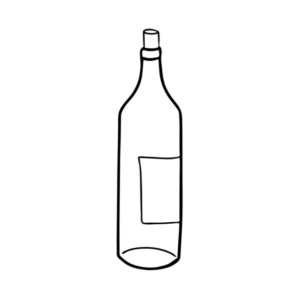 Une bouteille de vin de style Doodle isolée sur fond blanc. — Image vectorielle