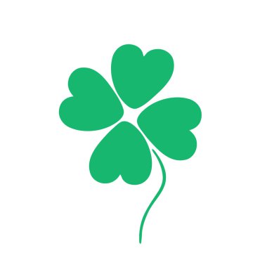 Doodle tarzında dört yapraklı yonca beyaz arka planda izole edilmiş. Mutluluk ve şans getiren bir sembol. Şans getirmesi için yonca tılsımı. Giysilerin üzerine yazdır .