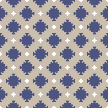 Basit Dekoratif Dekoratif Şekilde Kusursuz Duvar Kağıdı. Koyu mavi, beyaz ve gri kombinasyon renkleri. Tekstil, kumaş, kağıt, baskı, iç mekan, dekor ve daha fazlası için desen.