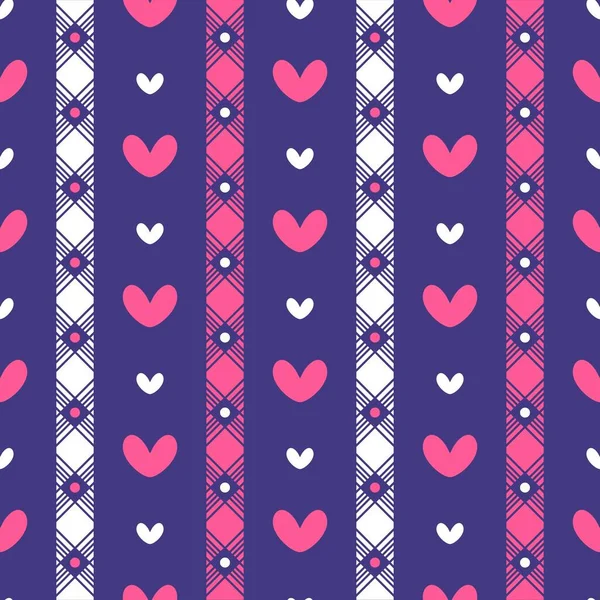 Απλό Χαριτωμένο Αγάπη Dot Rhombus Γραμμή Κάθετη Διακοσμητική Seamless Μοτίβο — Διανυσματικό Αρχείο