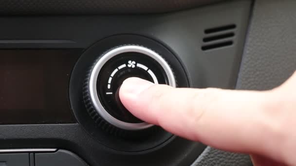 Ręczna Regulacja Przycisku Sterującego Klimatyzatora Samochodzie — Wideo stockowe