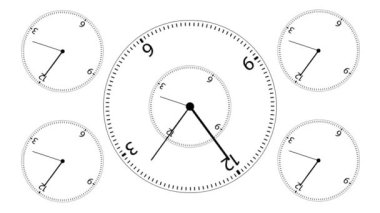 Animasyon dönen saatler - Bir dakikalık soyut görüntüler.