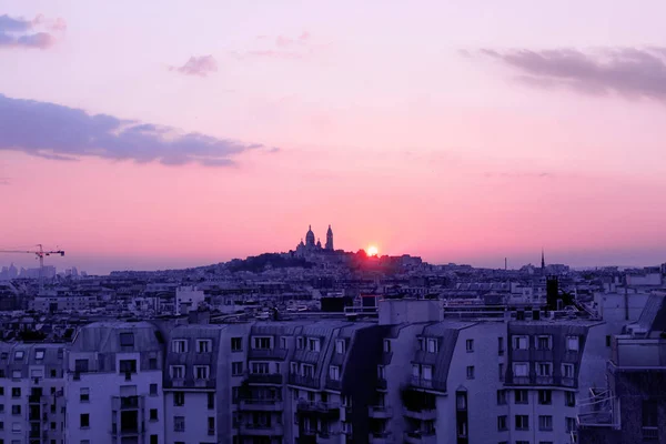 Ανοιξιάτικο Ηλιοβασίλεμα Στο Παρίσι Γαλλία — Φωτογραφία Αρχείου