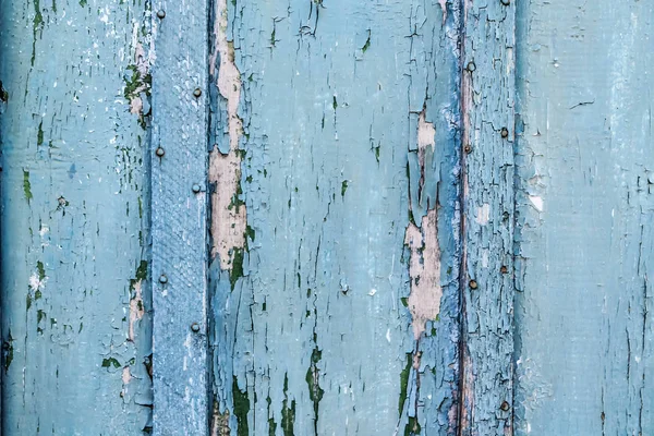暗い縞と白い色の木の板に青い色の皮のペンキの質感 — ストック写真