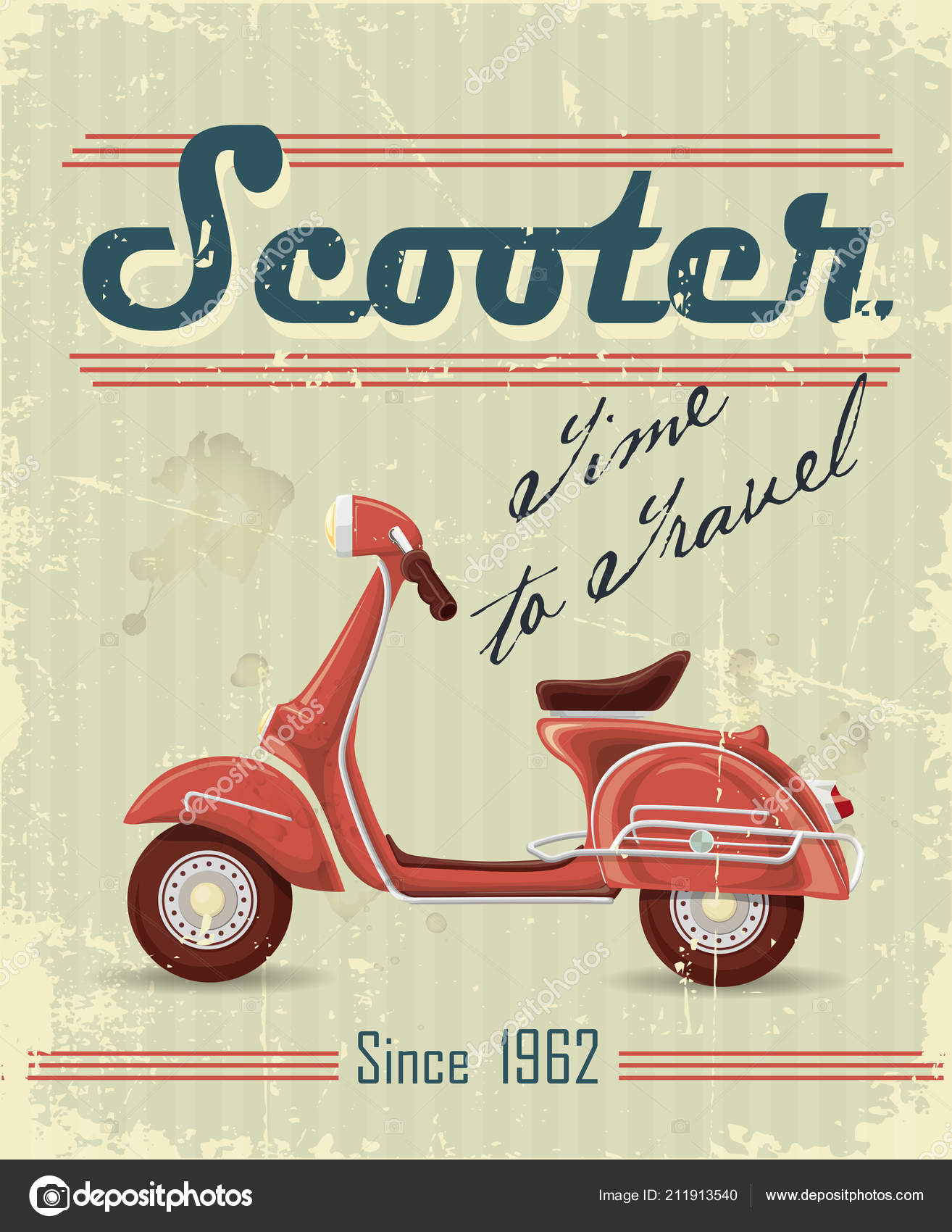 Retro Poster Mit Vespa Moped Stockvektor C Zaharia Bosh 211913540