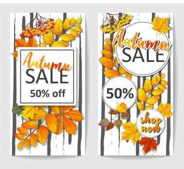 sonbahar satışı el ilanı iki sonbahar yaprakları ile