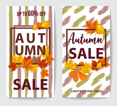 sonbahar satışı el ilanı iki sonbahar yaprakları ile