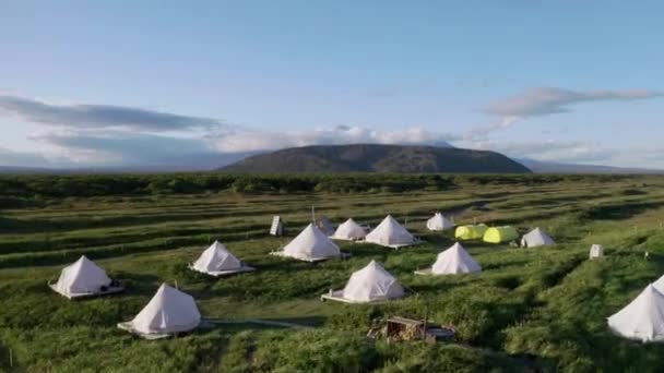 Aero frame field, nature, mountains, travel, Kamchatka — 图库视频影像