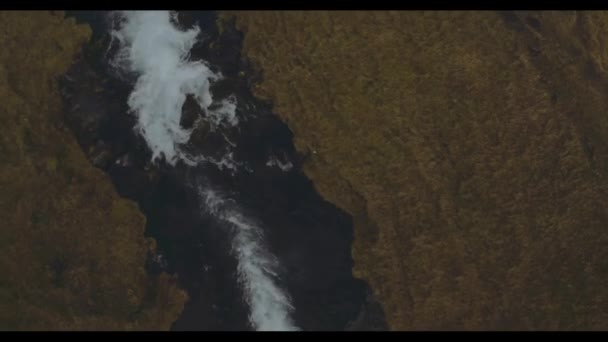 Aero frame from iceland, waterfall, nature and mountains — Stock Video