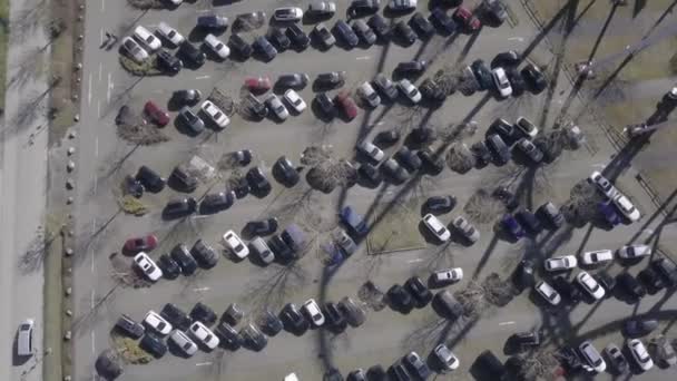 Vue aérienne du parking avec voitures en Allemagne — Video