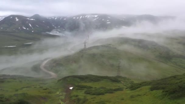 Воздушная съемка с Камчатки, горы природы и вулканы — стоковое видео