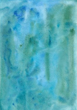 Soyut el mavi yeşil suluboya arkaplan çizdi.