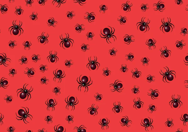 Halloween Spider Pattern Seamless Spiders Background Spiders Red Background — Stock Vector