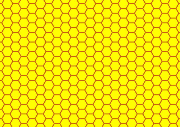 Сотовый желтый фон. Векторная иллюстрация геометрической текстуры. Бесшовный шестиугольник.