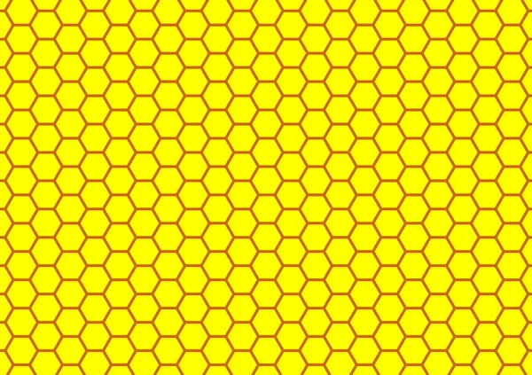 พื้นหลังสีเหลืองรังผึ้ง ภาพเวกเตอร์ของพื้นผิวเรขาคณิต รูปแบบหกเหลี่ยมไร้รอยต่อ . — ภาพเวกเตอร์สต็อก