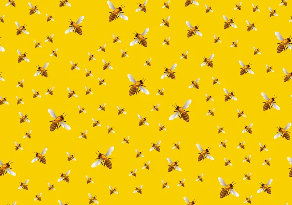 Bee sömlös mönster bakgrund. vektor bi bakgrund. — Stock vektor