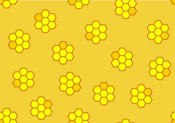 Żółty plaster miodu w tle. Wektorowa ilustracja tekstury geometrycznej. Płynny wzór sześciokątów. — Wektor stockowy