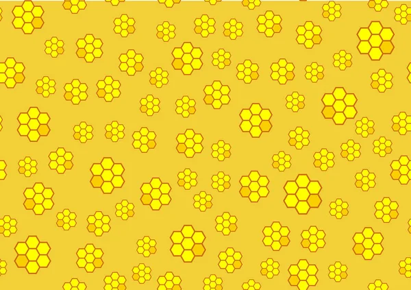 Méhsejt sárga összetételű háttér. A geometriai textúra vektoros ábrázolása. Zökkenőmentes hatszög minta. — Stock Vector