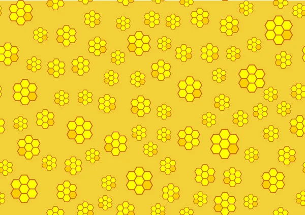 Fondo de composición amarillo panal. Ilustración vectorial de textura geométrica. Patrón hexagones sin costura. — Vector de stock