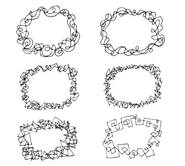 El çizimi karalama çerçevesi. Beyaz arkaplanda siyah vektör illüstrasyonu.