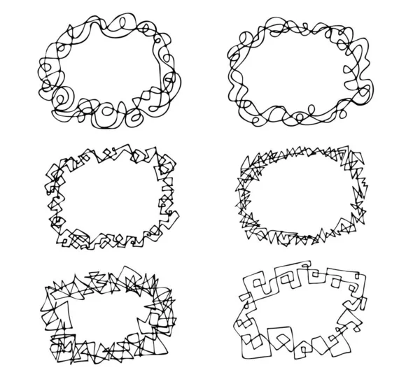 Zestaw ręcznie rysowanych ram bazgrołów. Czarny wektor ilustracja na białym tle. — Wektor stockowy