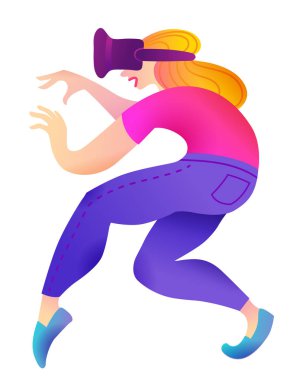 Sanal gerçeklik gözlüğü takan genç çekici kadın