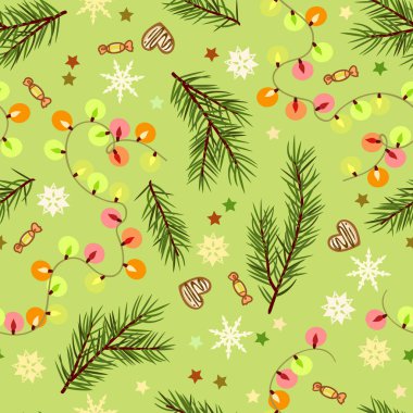 Şube ve çelenk ile Seamless şenlikli Noel modeli