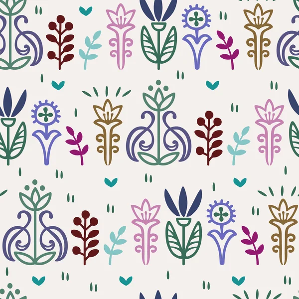 Nahtlose Dekorative Muster Von Stilisierten Blumen Skandinavischen Slawischen Stil — Stockvektor