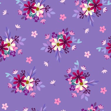 çayır çiçek rozetler retro deseni ile Seamless modeli