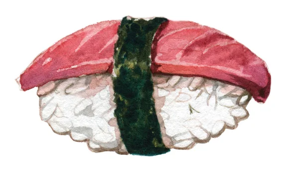 Akvarel Ilustrace Sushi Nigiri Tuňáka Sashim — Stock fotografie