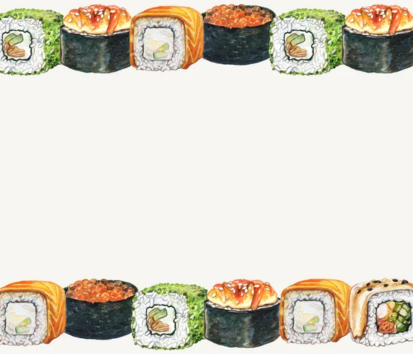 寿司ロールの水彩画 — ストック写真