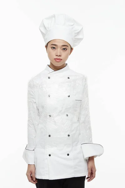 Femme Chef Attachée Avec Enveloppement Collant — Photo