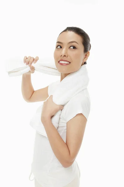 Retrato Uma Mulher Sorrindo — Fotografia de Stock