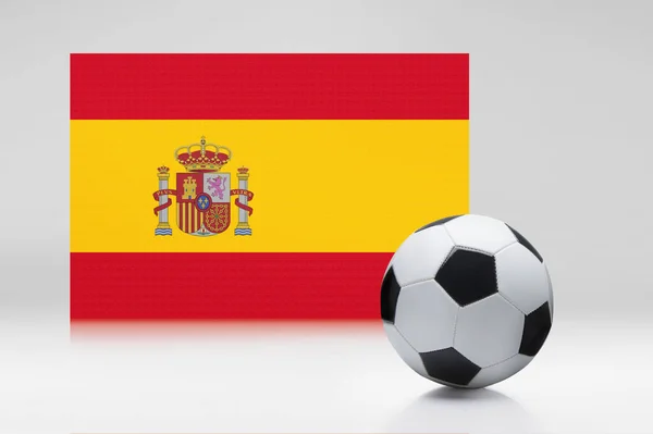 Bandera España Con Balón Fútbol — Foto de Stock