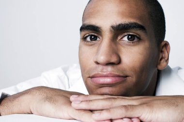 Man staring blankly at the camera