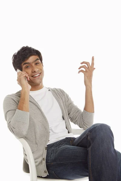Homem Falando Seu Telefone Celular — Fotografia de Stock