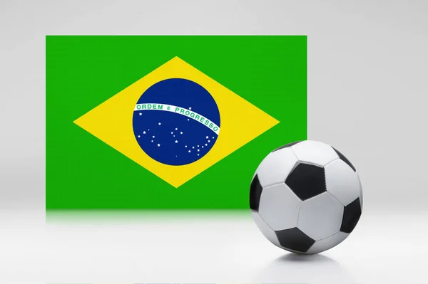 Brazilië Vlag Met Een Voetbal — Stockfoto