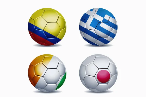 Fotbalové Národní Tým Vlajky Fotbalové Míče — Stock fotografie