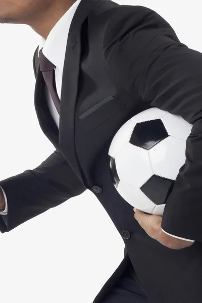 ボールを持っているサッカーマネージャー — ストック写真