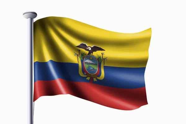 Ecuador Flagge Schwenkt Banner — Stockfoto