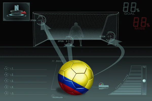 Tendangan Penalti Infografis Dengan Kolombia Bola Sepak — Stok Foto